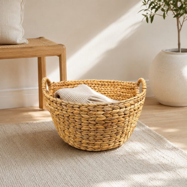 Boat shaped water hyacinth basket, vase tray, and rattan decor-03 Boat shaped water hyacinth basket, vase tray, and rattan decor