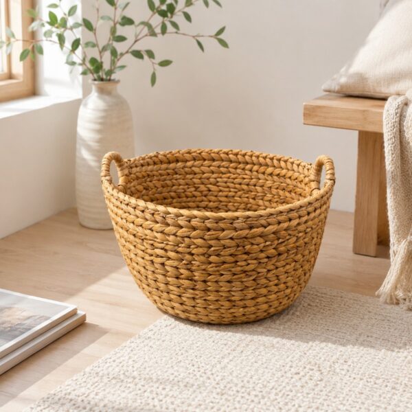 Boat shaped water hyacinth basket, vase tray, and rattan decor-04 Boat shaped water hyacinth basket, vase tray, and rattan decor
