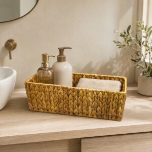 Long Rectangular Water Hyacinth Storage Basket No Handles-01 Long Rectangular Water Hyacinth Storage Basket No Handles