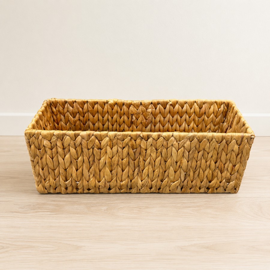 Long Rectangular Water Hyacinth Storage Basket No Handles