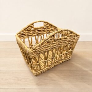 Open Weave Water Hyacinth Storage Basket with Cut-Out Handles-02 Open Weave Water Hyacinth Storage Basket with Cut-Out Handles