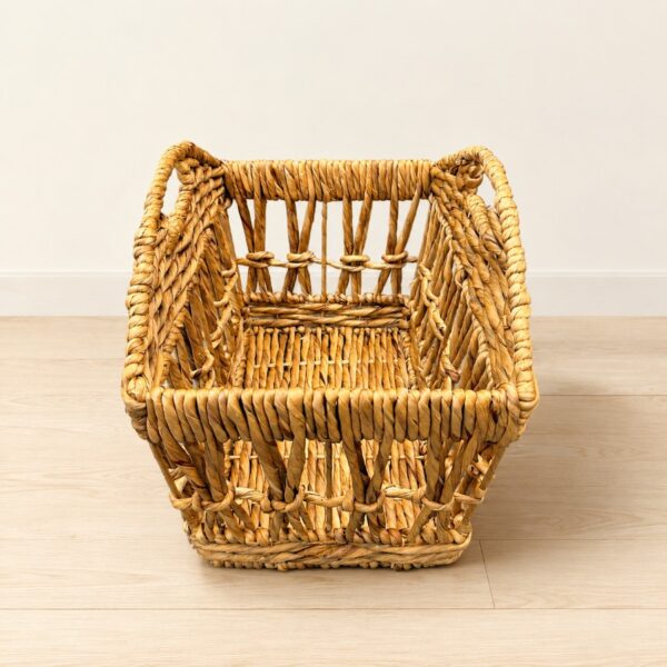 Open Weave Water Hyacinth Storage Basket with Cut-Out Handles-04 Open Weave Water Hyacinth Storage Basket with Cut-Out Handles