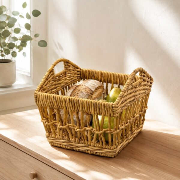 Open Weave Water Hyacinth Storage Basket with Cut-Out Handles-05 Open Weave Water Hyacinth Storage Basket with Cut-Out Handles