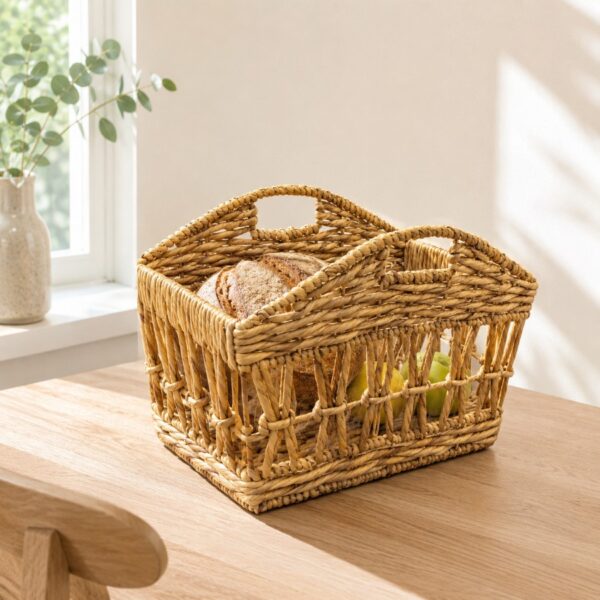 Open Weave Water Hyacinth Storage Basket with Cut-Out Handles-06 Open Weave Water Hyacinth Storage Basket with Cut-Out Handles