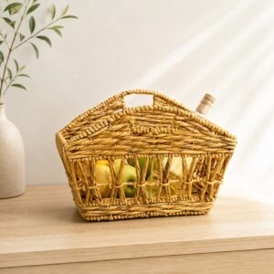 Open Weave Water Hyacinth Storage Basket with Cut-Out Handles-07 Open Weave Water Hyacinth Storage Basket with Cut-Out Handles