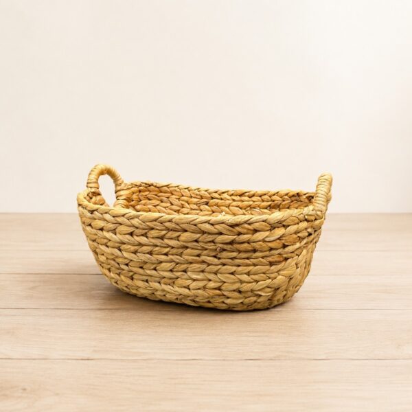 Rectangular Water Hyacinth Basket Round Handle-02 Rectangular Water Hyacinth Basket Round Handle