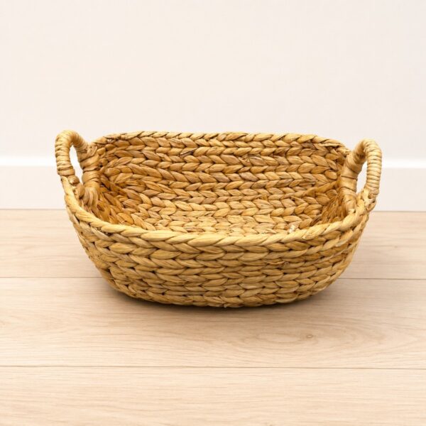 Rectangular Water Hyacinth Basket Round Handle-03 Rectangular Water Hyacinth Basket Round Handle