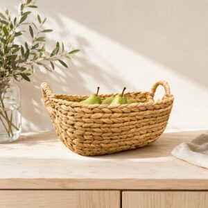 Rectangular Water Hyacinth Basket Round Handle-07 Rectangular Water Hyacinth Basket Round Handle
