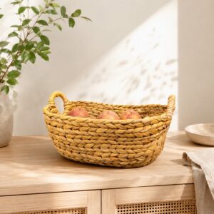 Rectangular Water Hyacinth Basket Round Handle-08 Rectangular Water Hyacinth Basket Round Handle