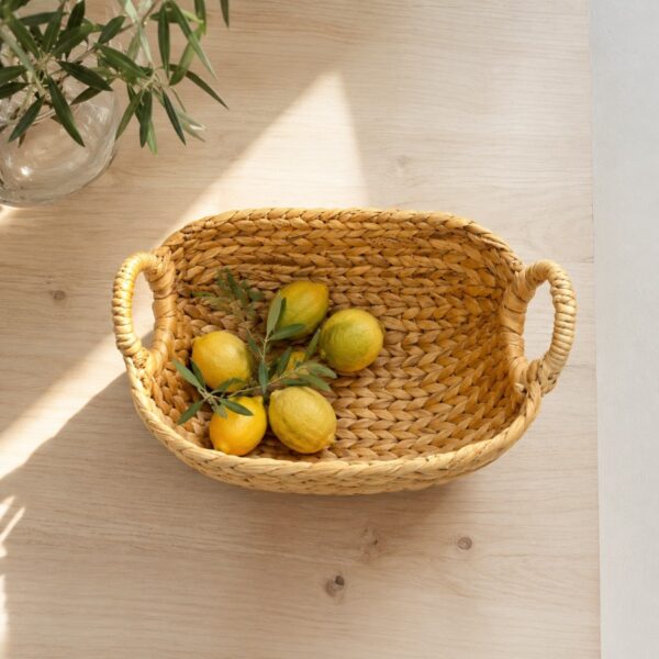 Rectangular Water Hyacinth Basket Round Handle-09 Rectangular Water Hyacinth Basket Round Handle