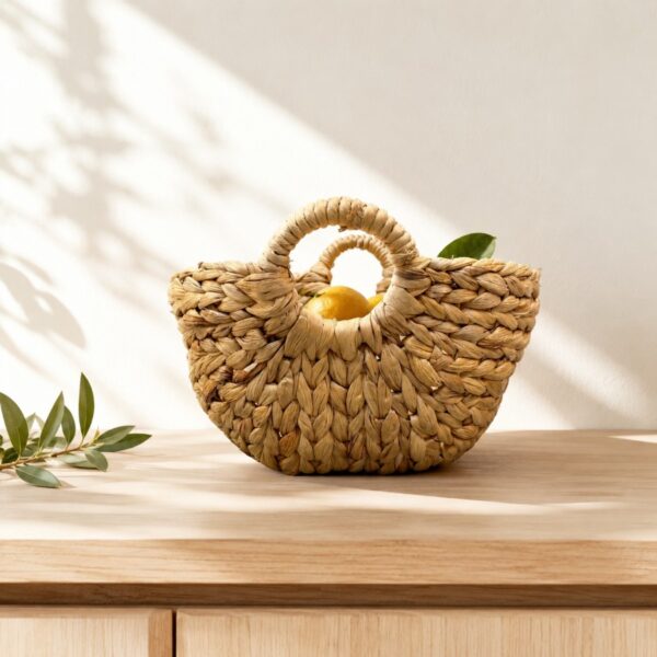Rectangular Water Hyacinth Basket Round Handle-11 Rectangular Water Hyacinth Basket Round Handle
