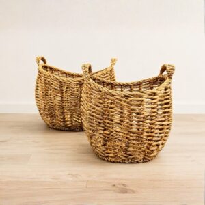 Set Of 2 Oval-Shaped Water Hyacinth Basket (4) Set Of 2 Oval-Shaped Water Hyacinth Basket