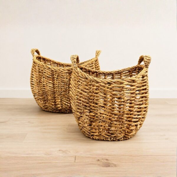 Set Of 2 Oval-Shaped Water Hyacinth Basket (4) Set Of 2 Oval-Shaped Water Hyacinth Basket