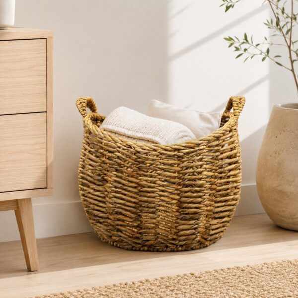 Set of 2 Oval-shaped water hyacinth basket, vase tray-01 val-shaped water hyacinth basket, vase tray