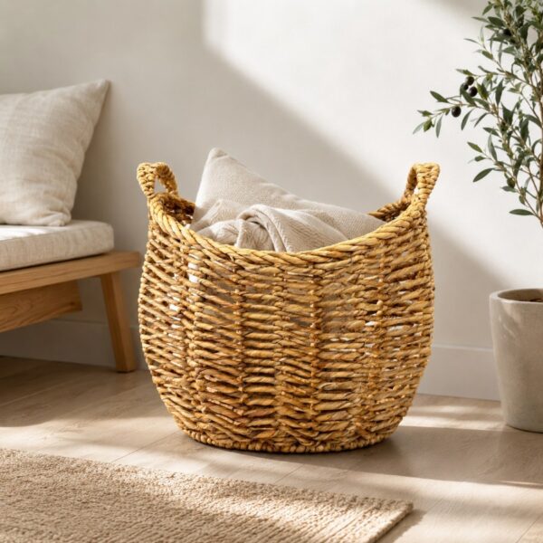 Set of 2 Oval-shaped water hyacinth basket, vase tray-02 val-shaped water hyacinth basket, vase tray