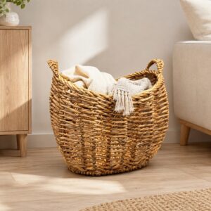 Set of 2 Oval-shaped water hyacinth basket, vase tray-03 val-shaped water hyacinth basket, vase tray