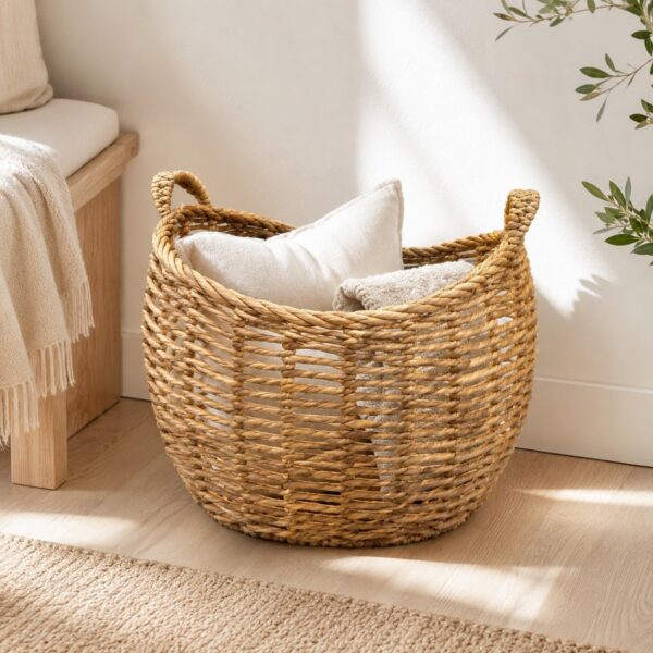 Set of 2 Oval-shaped water hyacinth basket, vase tray-04 val-shaped water hyacinth basket, vase tray