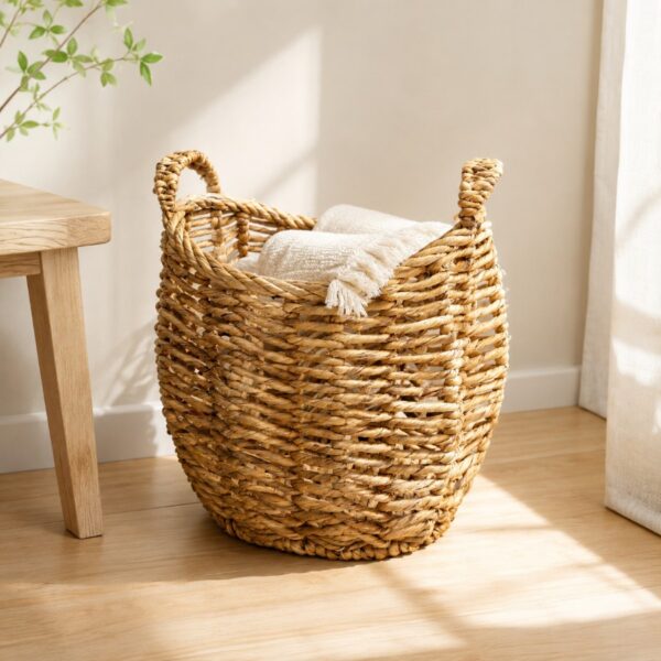 Set of 2 Oval-shaped water hyacinth basket, vase tray-07 val-shaped water hyacinth basket, vase tray