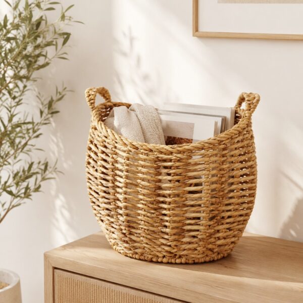 Set of 2 Oval-shaped water hyacinth basket, vase tray-14 val-shaped water hyacinth basket, vase tray