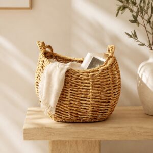 Set of 2 Oval-shaped water hyacinth basket, vase tray-16 val-shaped water hyacinth basket, vase tray