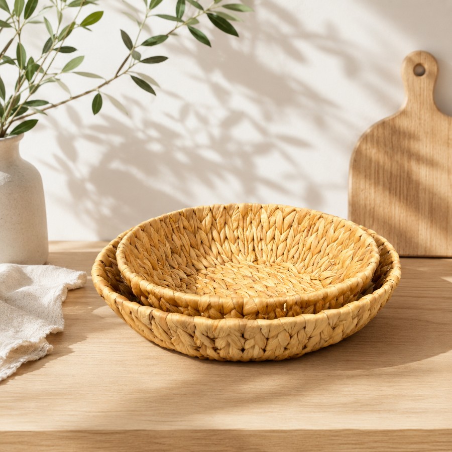 Round Water Hyacinth Trays