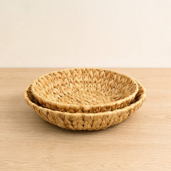 Set of 2 Round Water Hyacinth Trays-06 Round Water Hyacinth Trays