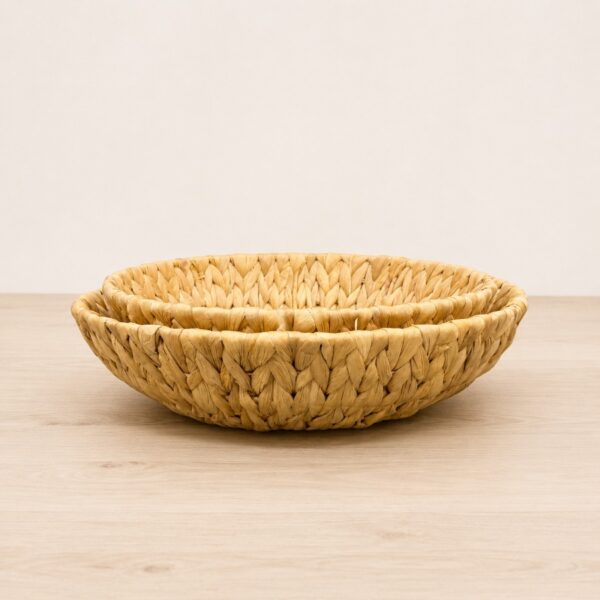 Set of 2 Round Water Hyacinth Trays-07 Round Water Hyacinth Trays