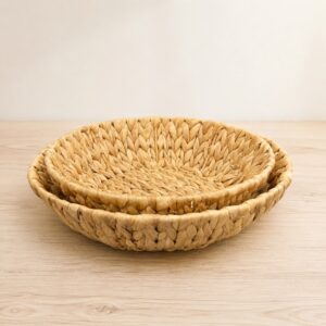 Set of 2 Round Water Hyacinth Trays-09 Round Water Hyacinth Trays