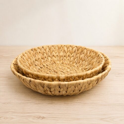 Set of 2 Round Water Hyacinth Trays-09 Round Water Hyacinth Trays