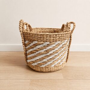 Set of 3 Round Water Hyacinth Basket with Handles-08 Round Water Hyacinth Basket with Handles