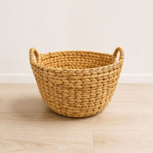 Set of 3 Round wicker storage basket with handles-03 Round wicker storage basket with handles