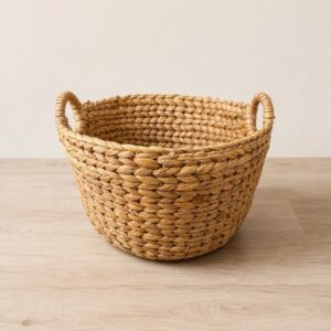Set of 3 Round wicker storage basket with handles-04 Round wicker storage basket with handles