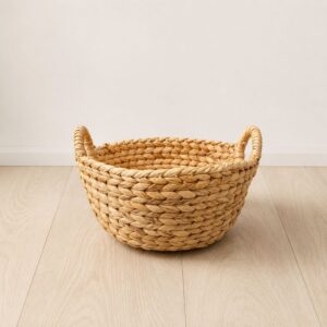 Set of 3 Round wicker storage basket with handles-05 Round wicker storage basket with handles