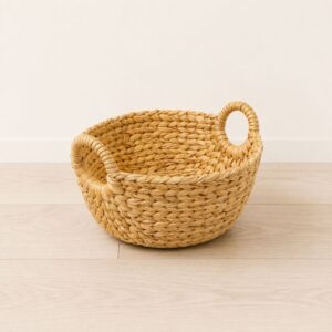 Set of 3 Round wicker storage basket with handles-06 Round wicker storage basket with handles