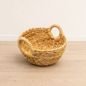 Set of 3 Round wicker storage basket with handles-07 Round wicker storage basket with handles