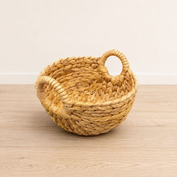 Set of 3 Round wicker storage basket with handles-07 Round wicker storage basket with handles