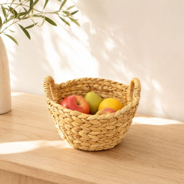 Set of 3 Round wicker storage basket with handles-13 Round wicker storage basket with handles
