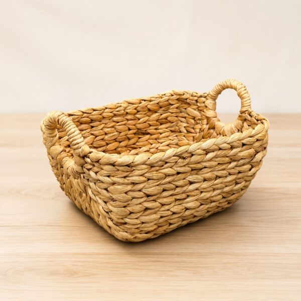 Set of 4 Rectangular Water Hyacinth Basket Round Handle-09 Rectangular Water Hyacinth Basket Round Handle