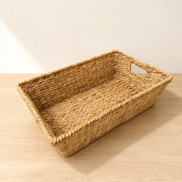 Trapezoid Water Hyacinth Storage Basket With Handles-03 Trapezoid Water Hyacinth Storage Basket With Handles