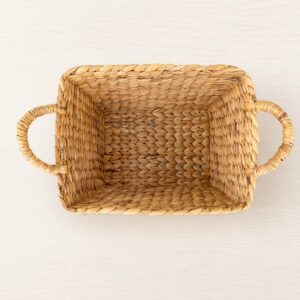 Trapezoid Water Hyacinth Storage Basket With Rope Handles-04 Trapezoid Water Hyacinth Storage Basket With Rope Handles