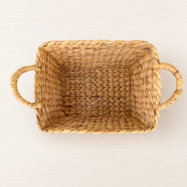 Trapezoid Water Hyacinth Storage Basket With Rope Handles-04 Trapezoid Water Hyacinth Storage Basket With Rope Handles