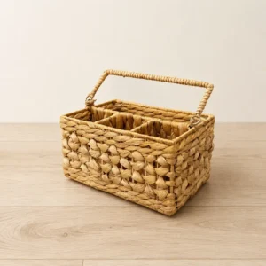 Water-hyacinth-utensil-caddy-with-handle-divided-flatware-organizer (4) Water Hyacinth Utensil Caddy with Handle Divided Flatware Organizer