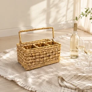 Water-hyacinth-utensil-caddy-with-handle-divided-flatware-organizer (5) Water Hyacinth Utensil Caddy with Handle Divided Flatware Organizer