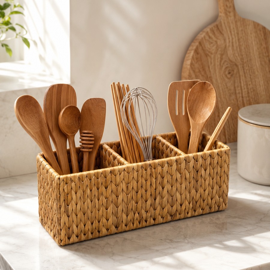 Water hyacinth utensil holder