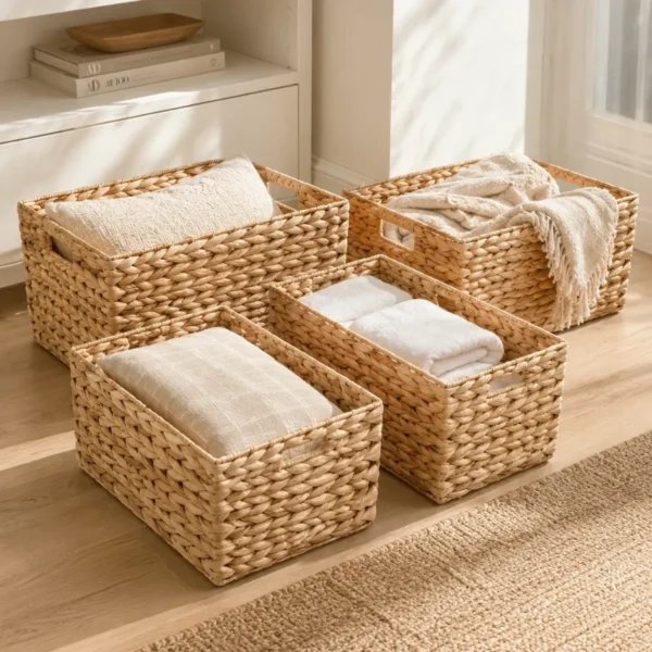 rectangular-water-hyacinth-basket (6) Rectangular Water Hyacinth Storage Baskets — Set of 4 or Buy Individually