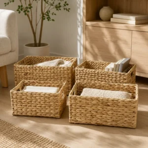 rectangular-water-hyacinth-basket (8) Rectangular Water Hyacinth Storage Baskets — Set of 4 or Buy Individually