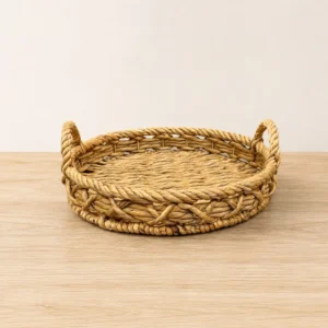 round-water-hyacinth-tray-with-handles (1) Set of 2 Round Water Hyacinth Tray with Handles