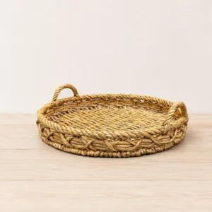 round-water-hyacinth-tray-with-handles (2) Set of 2 Round Water Hyacinth Tray with Handles