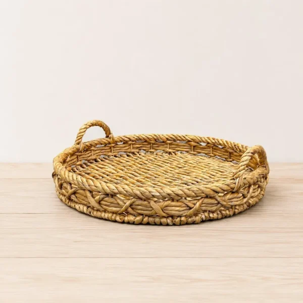 round-water-hyacinth-tray-with-handles (2) Set of 2 Round Water Hyacinth Tray with Handles