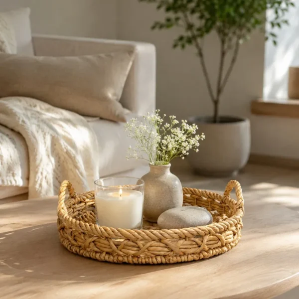 round-water-hyacinth-tray-with-handles (5) Set of 2 Round Water Hyacinth Tray with Handles